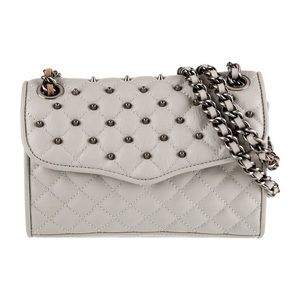 Rebecca Minkoff Quilted Studded Off White Chain Crossbody Handbag - New!